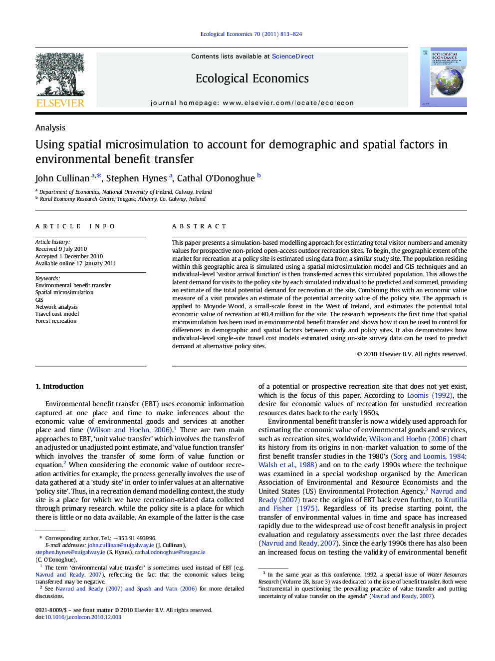 Using spatial microsimulation to account for demographic and spatial factors in environmental benefit transfer