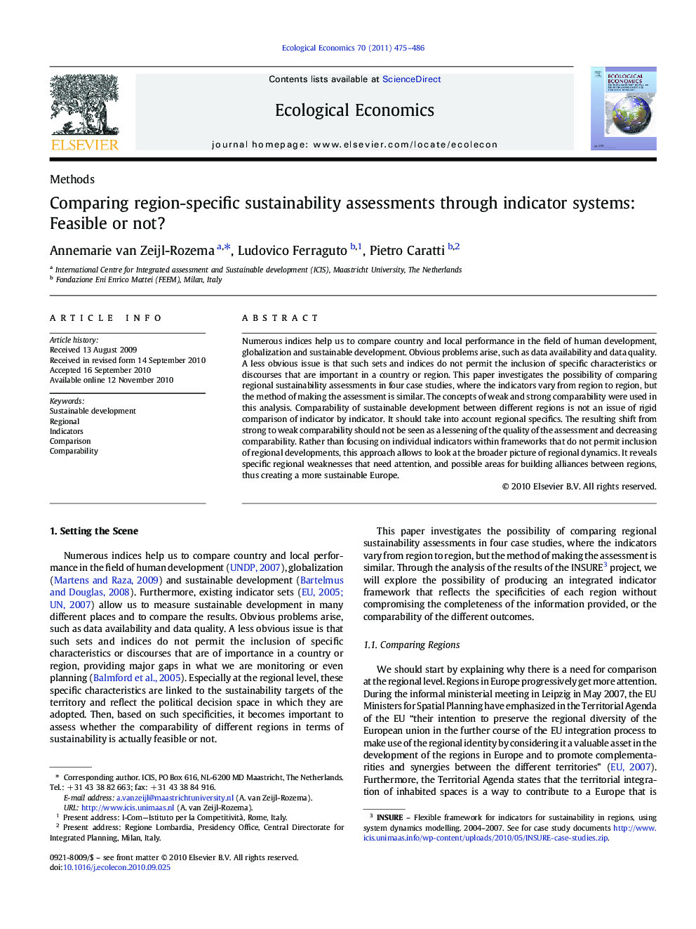 Comparing region-specific sustainability assessments through indicator systems: Feasible or not?