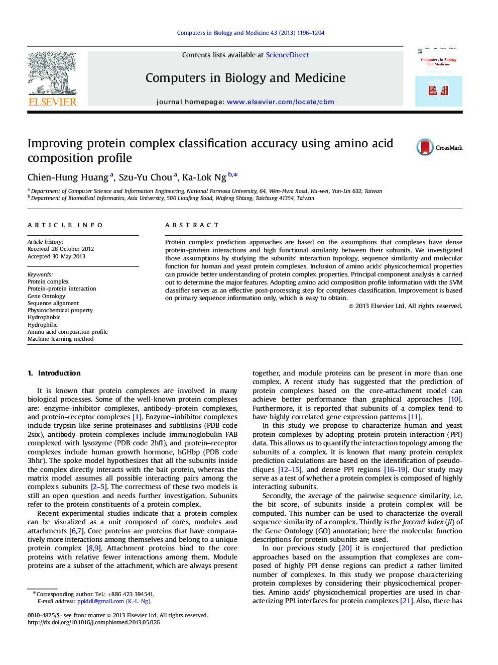 Improving protein complex classification accuracy using amino acid composition profile