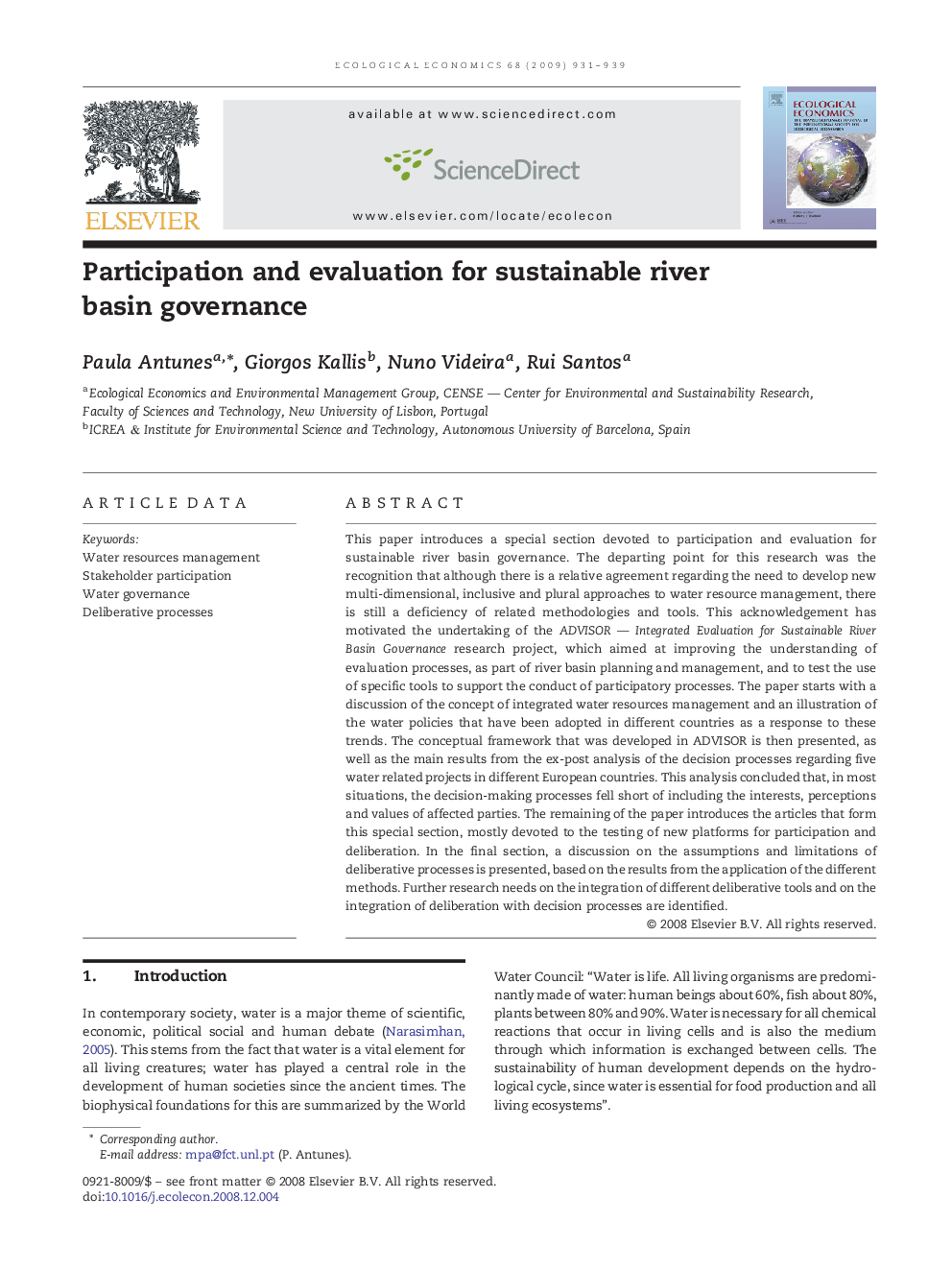 Participation and evaluation for sustainable river basin governance