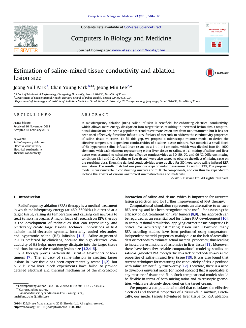 Estimation of saline-mixed tissue conductivity and ablation lesion size