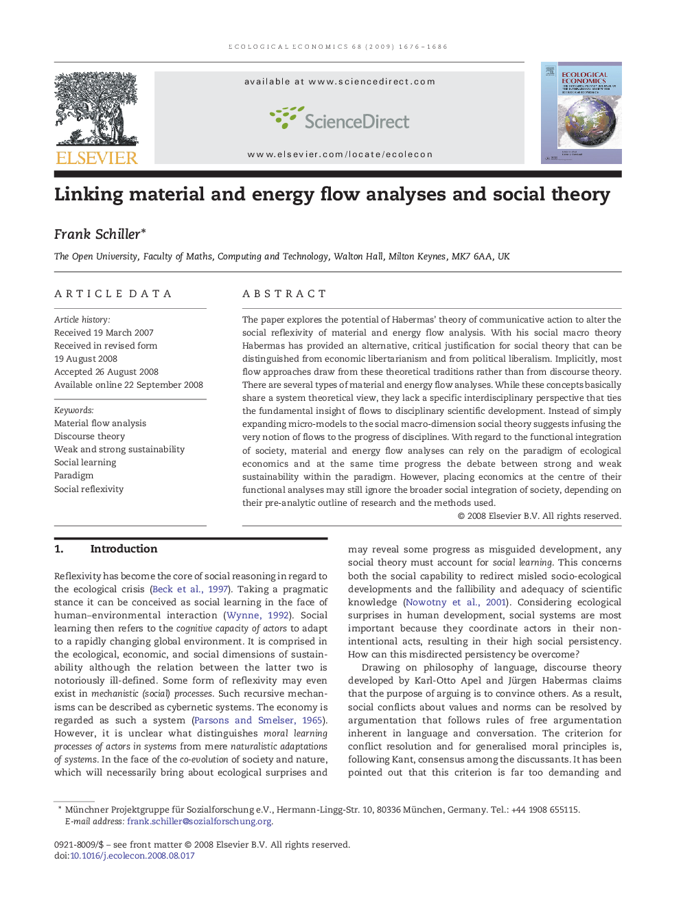 Linking material and energy flow analyses and social theory