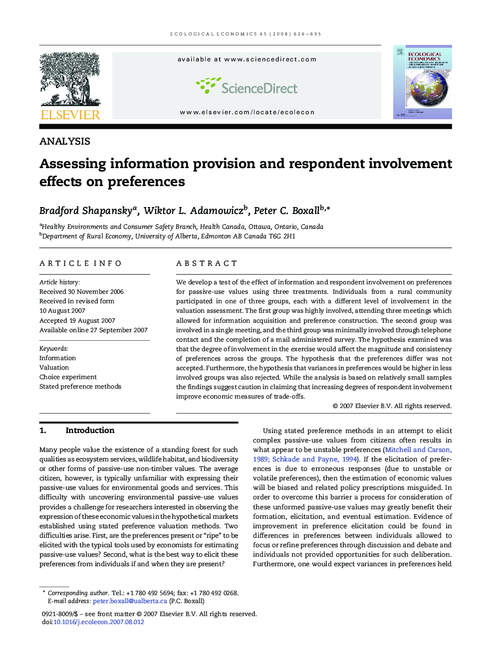 Assessing information provision and respondent involvement effects on preferences