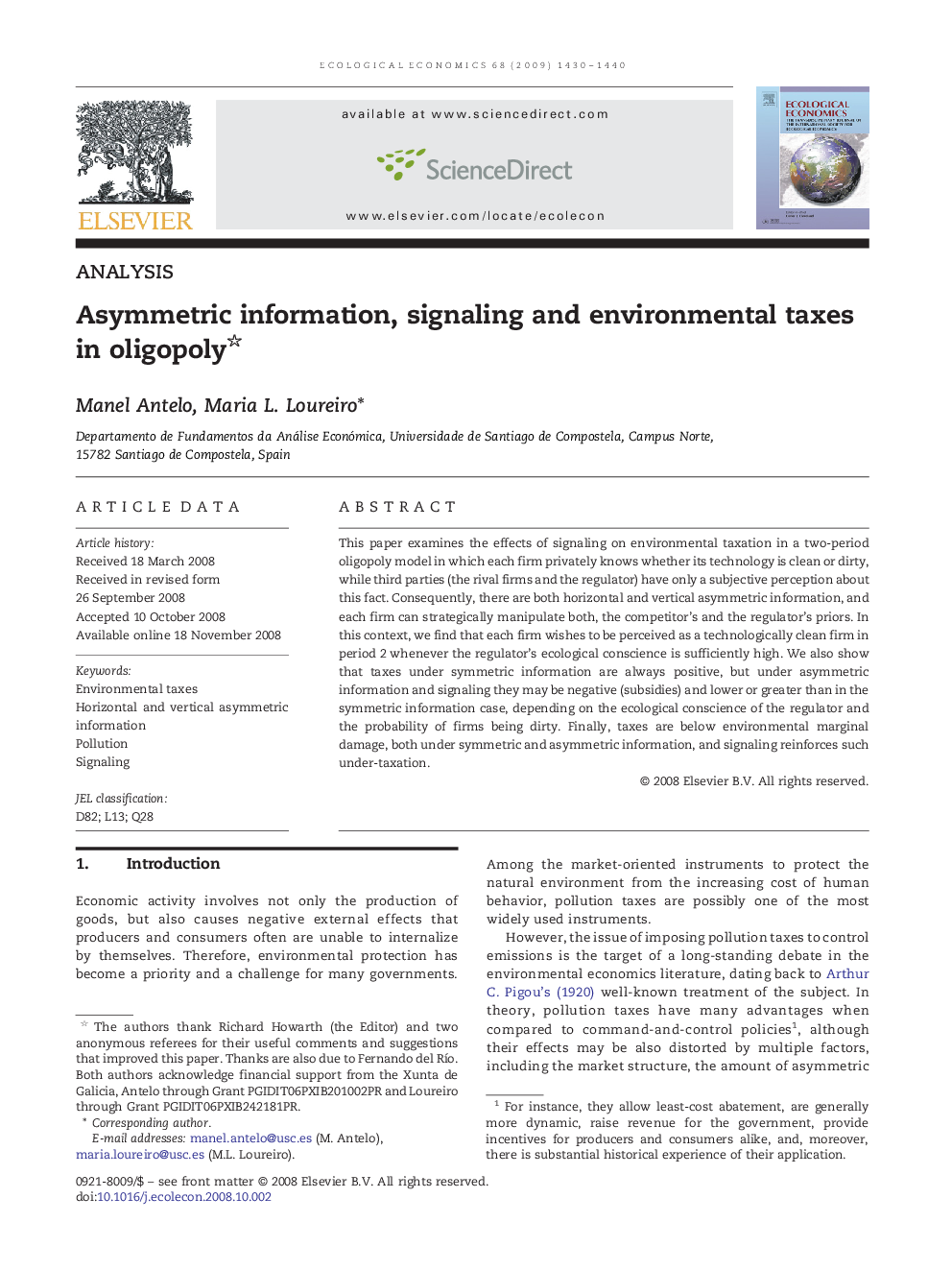 Asymmetric information, signaling and environmental taxes in oligopoly