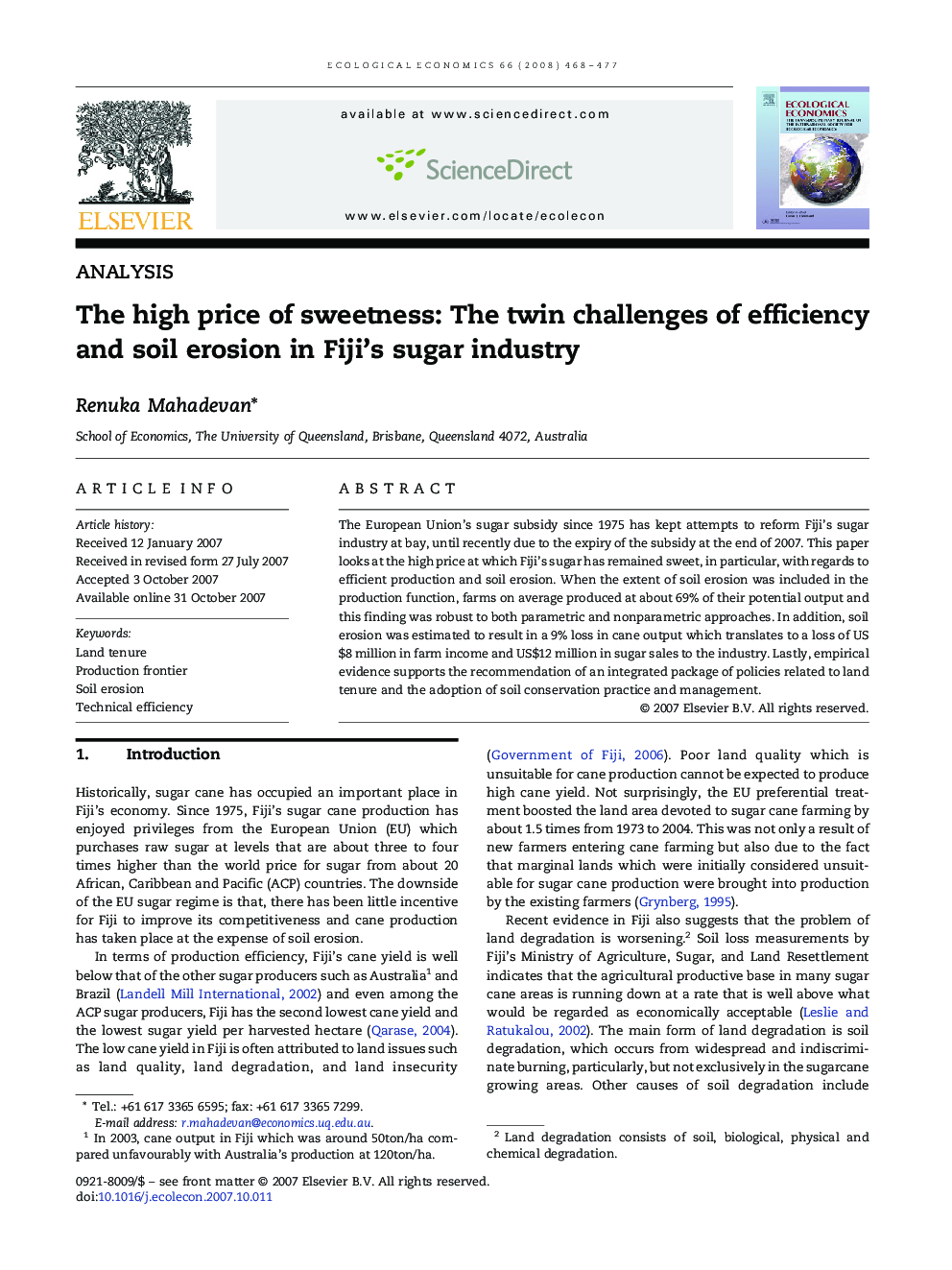 AnalysisThe high price of sweetness: The twin challenges of efficiency and soil erosion in Fiji's sugar industry