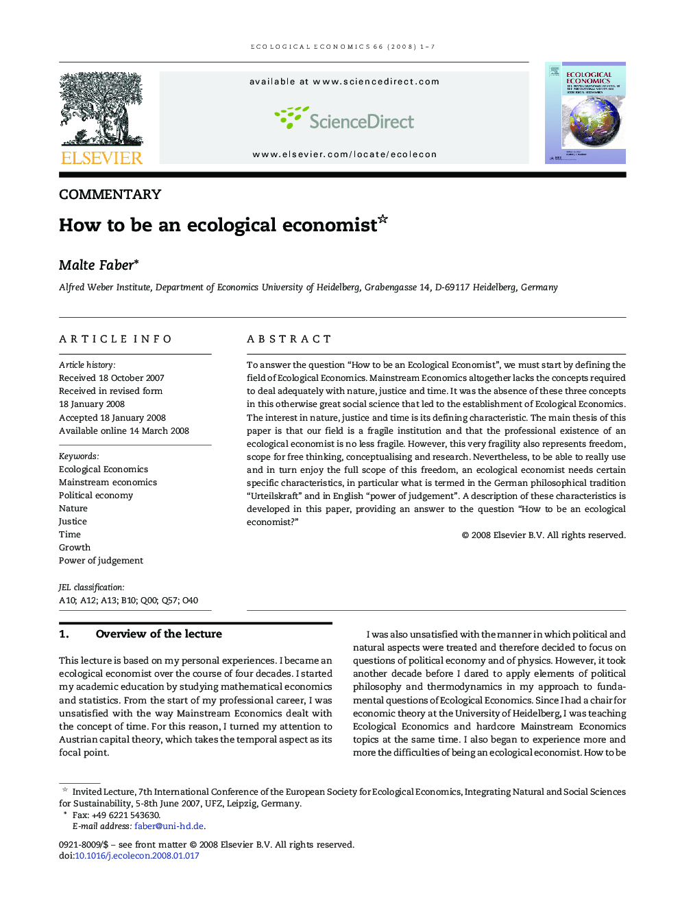 How to be an ecological economist