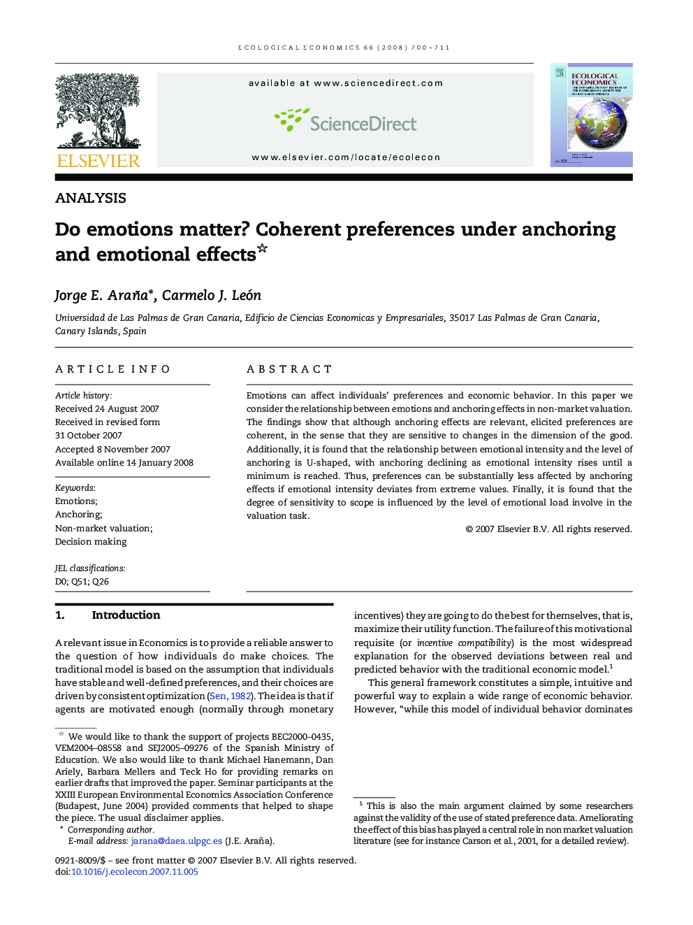 Do emotions matter? Coherent preferences under anchoring and emotional effects