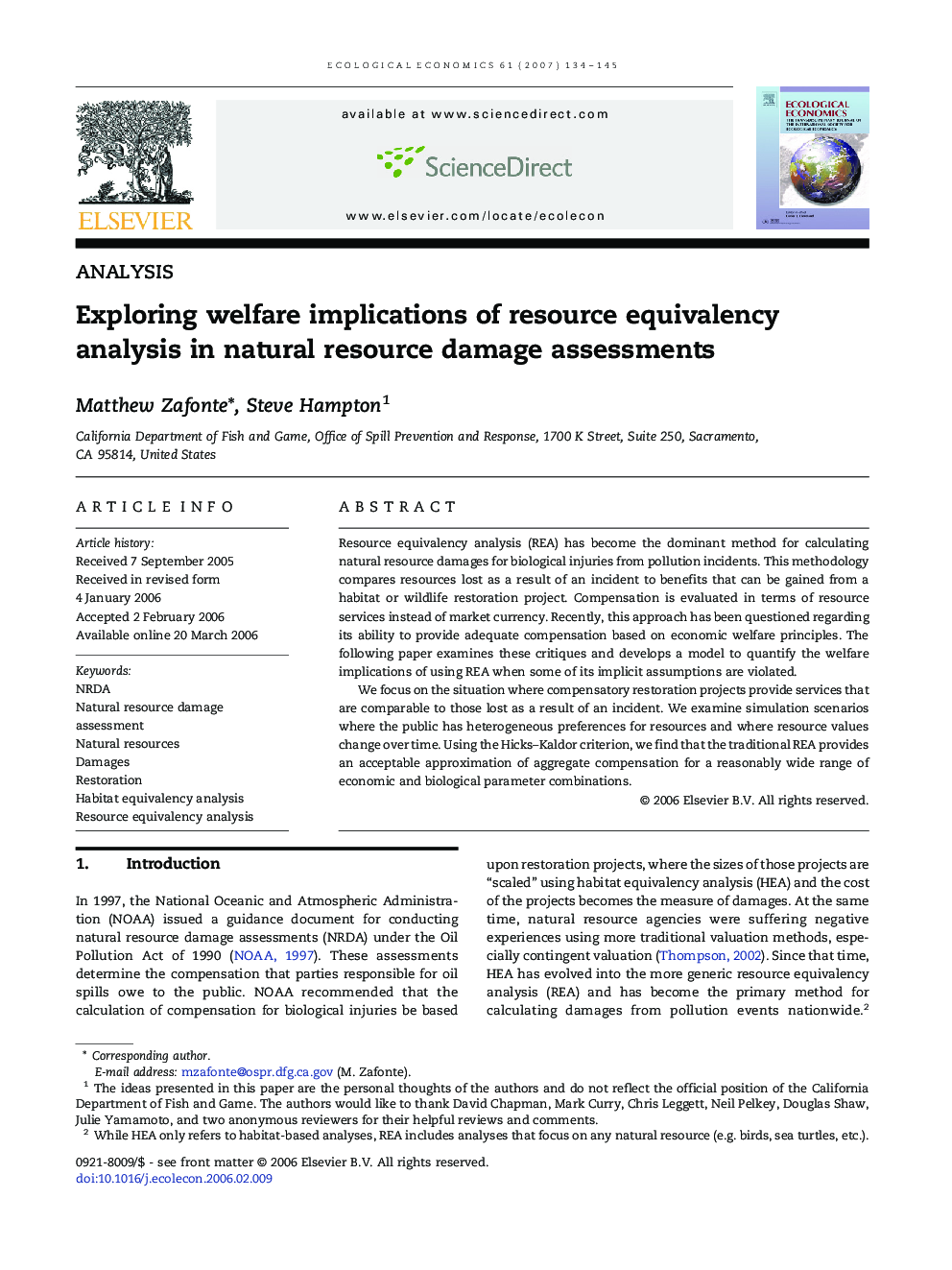 Exploring welfare implications of resource equivalency analysis in natural resource damage assessments