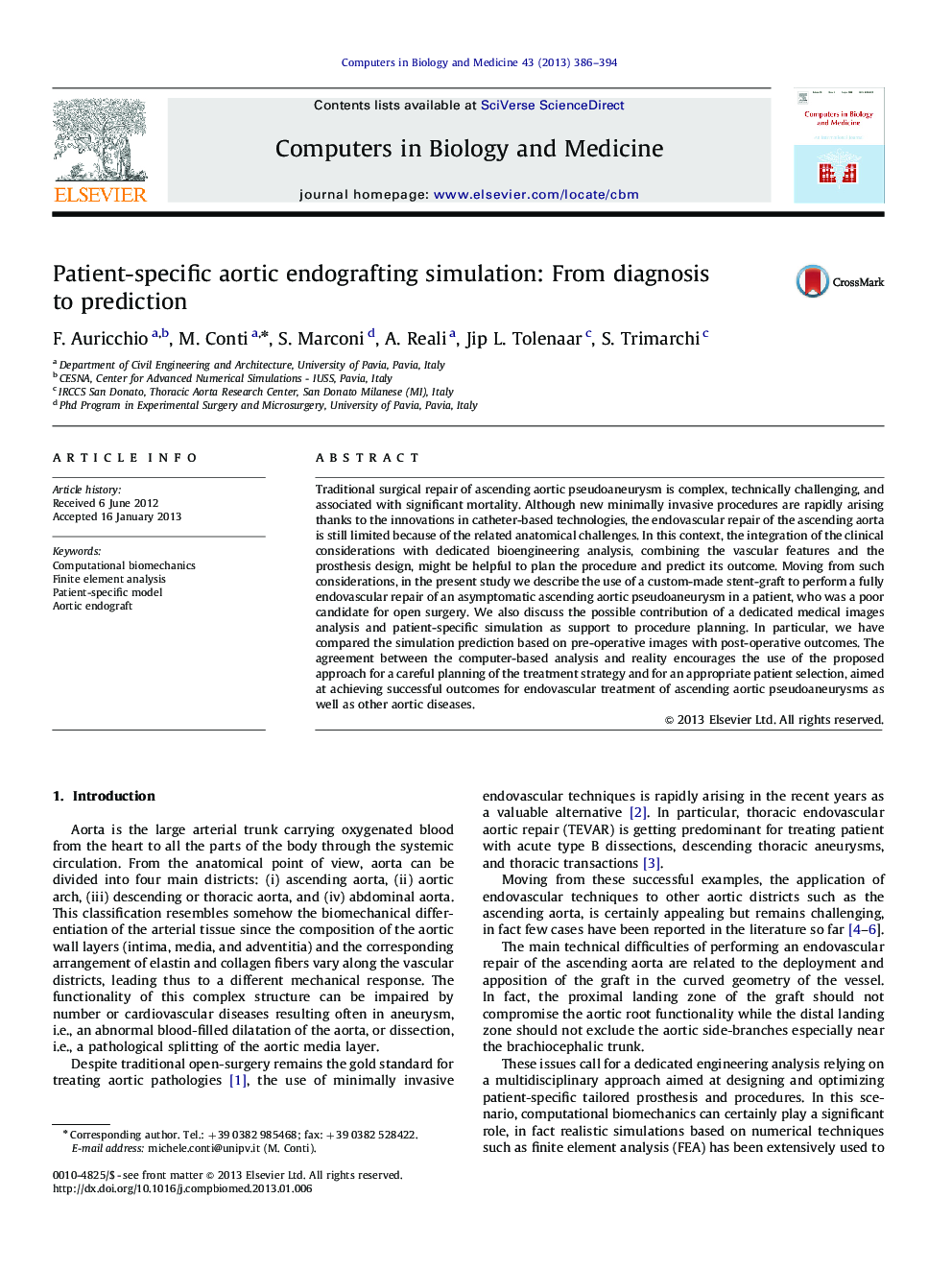 Patient-specific aortic endografting simulation: From diagnosis to prediction