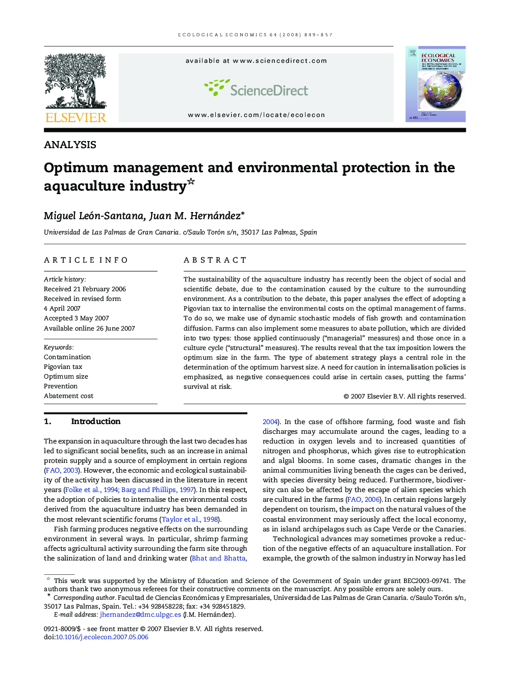 Optimum management and environmental protection in the aquaculture industry