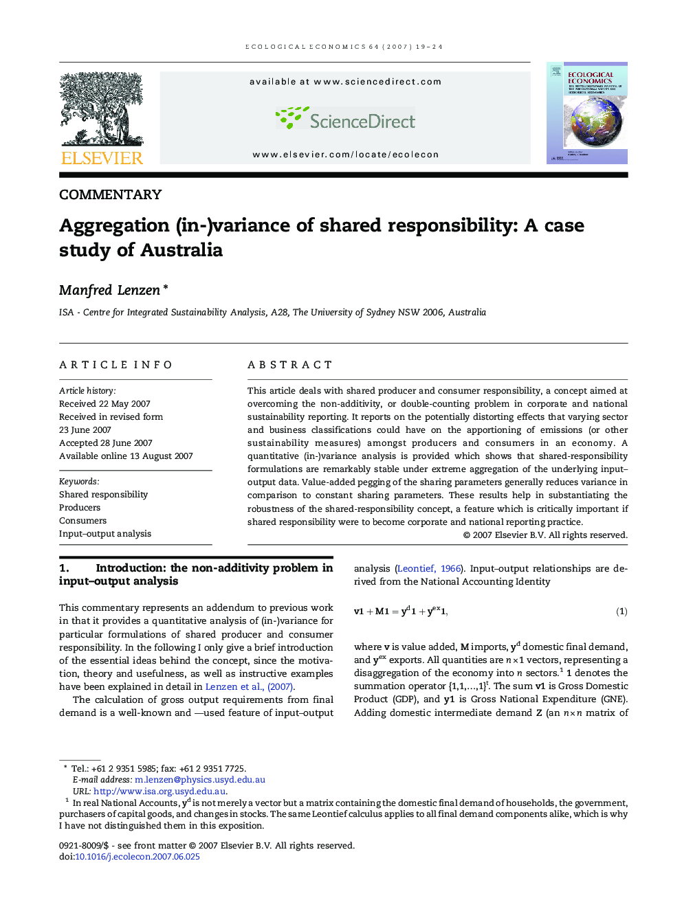 Aggregation (in-)variance of shared responsibility: A case study of Australia