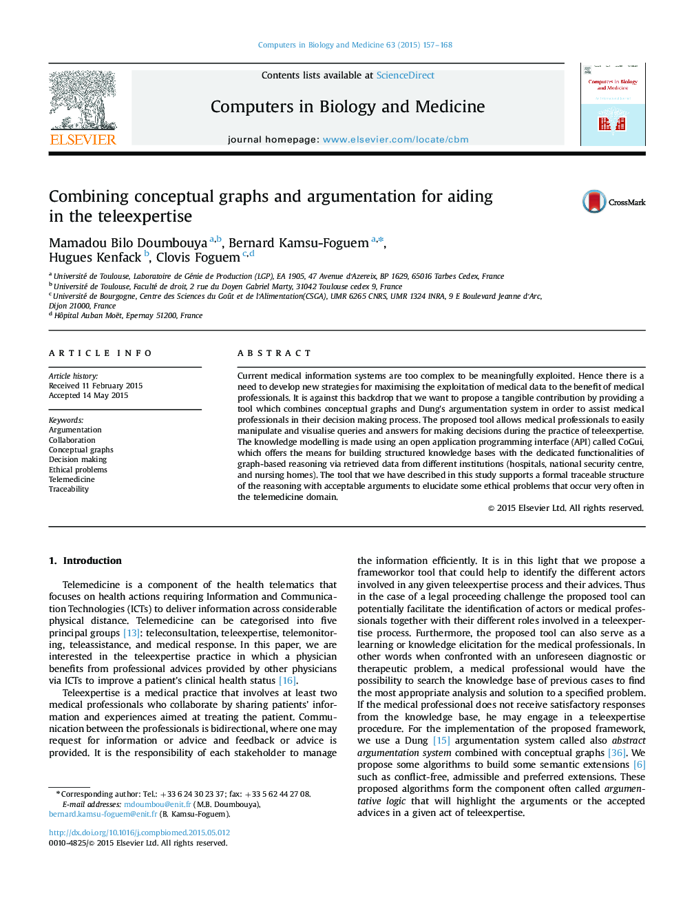 Combining conceptual graphs and argumentation for aiding in the teleexpertise