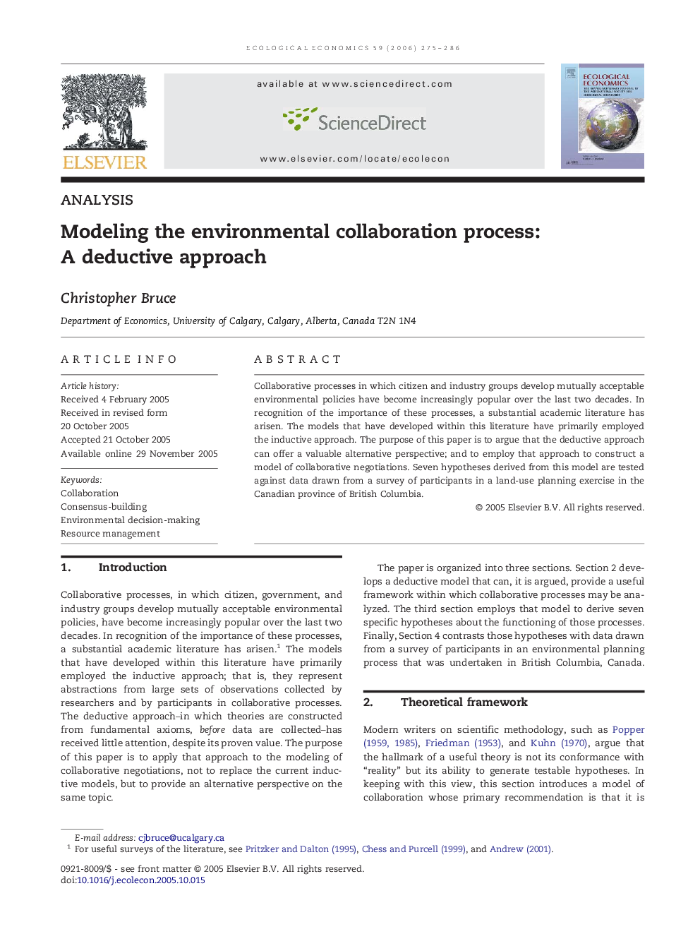 Modeling the environmental collaboration process: A deductive approach