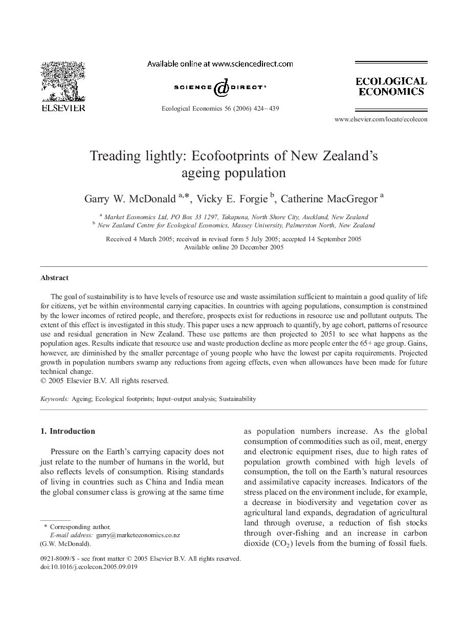 Treading lightly: Ecofootprints of New Zealand's ageing population