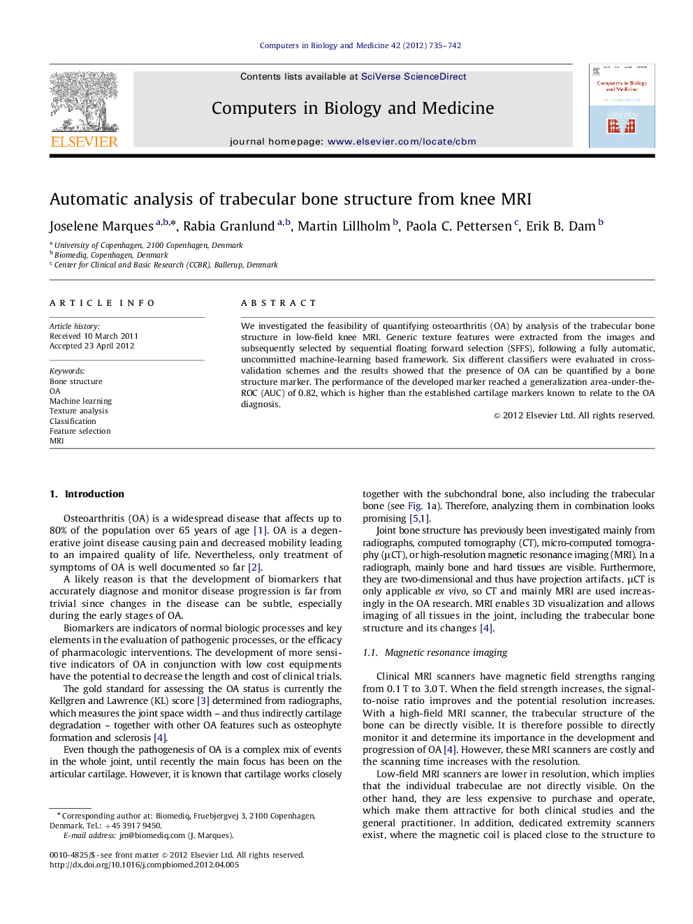 Automatic analysis of trabecular bone structure from knee MRI