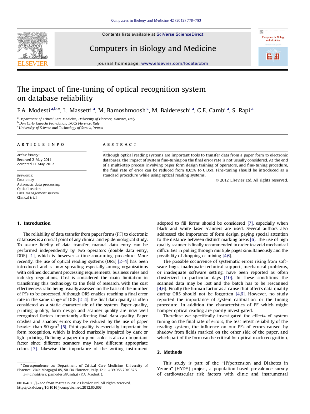 The impact of fine-tuning of optical recognition system on database reliability