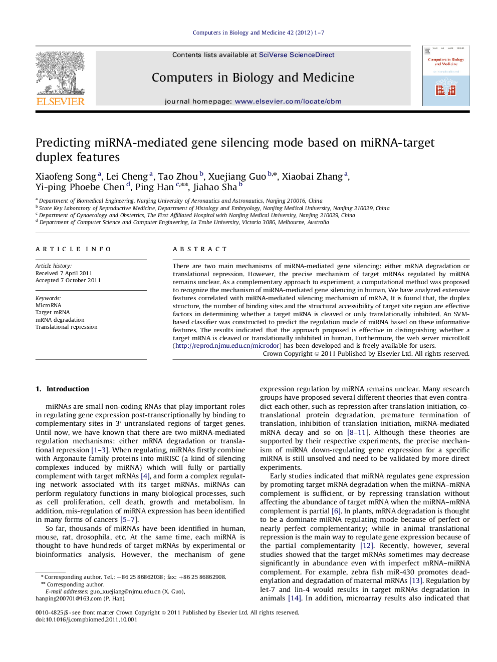 Predicting miRNA-mediated gene silencing mode based on miRNA-target duplex features