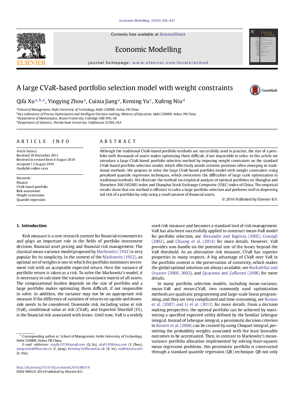 A large CVaR-based portfolio selection model with weight constraints