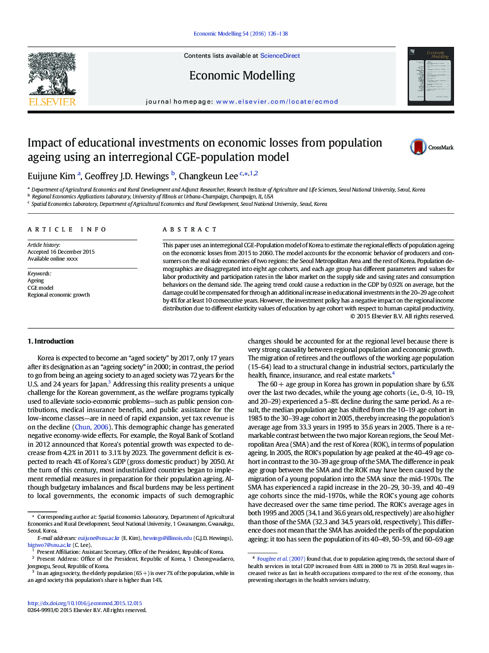 Impact of educational investments on economic losses from population ageing using an interregional CGE-population model