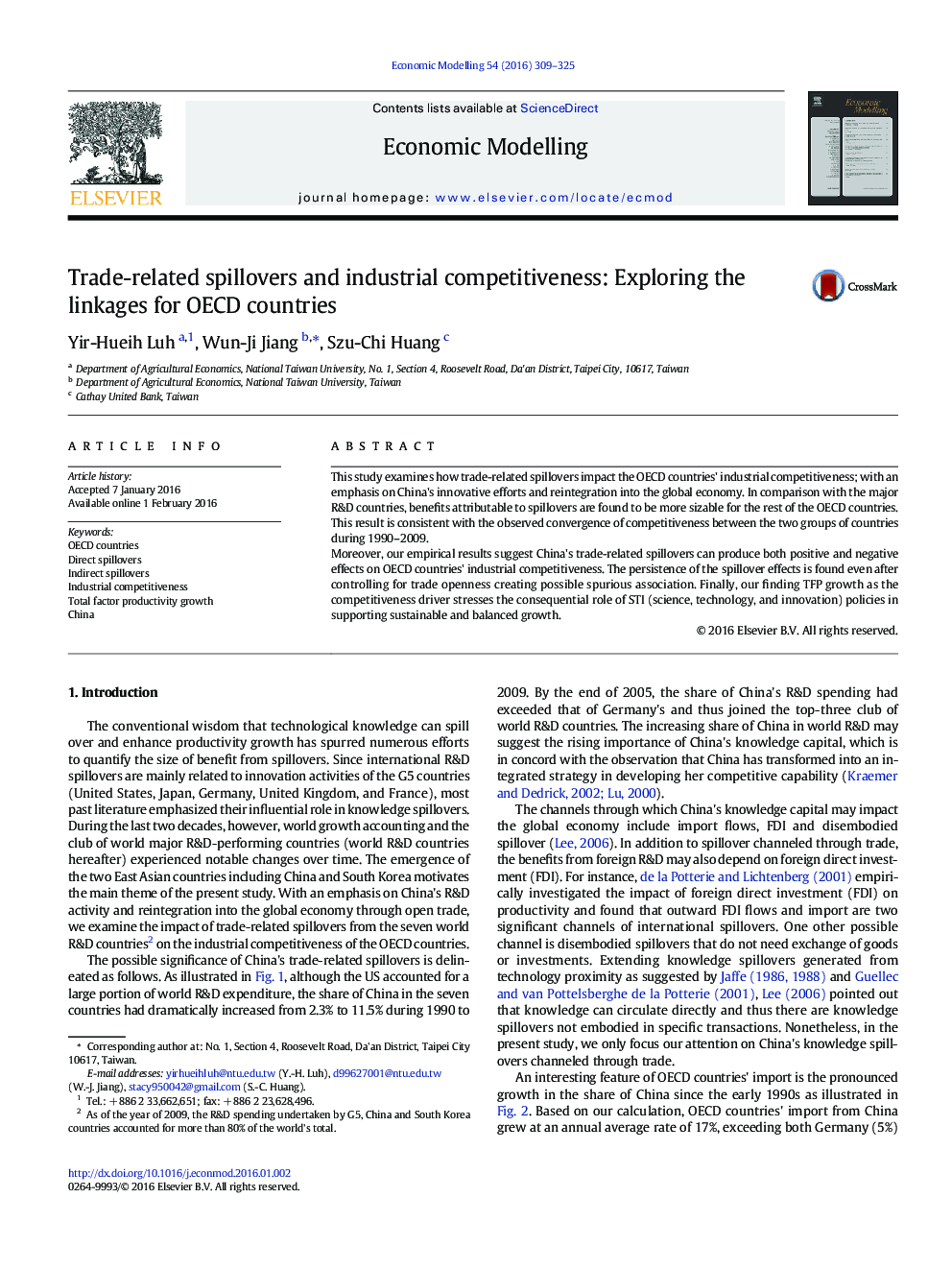 Trade-related spillovers and industrial competitiveness: Exploring the linkages for OECD countries