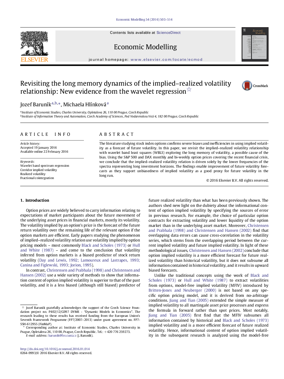 Revisiting the long memory dynamics of the implied-realized volatility relationship: New evidence from the wavelet regression*