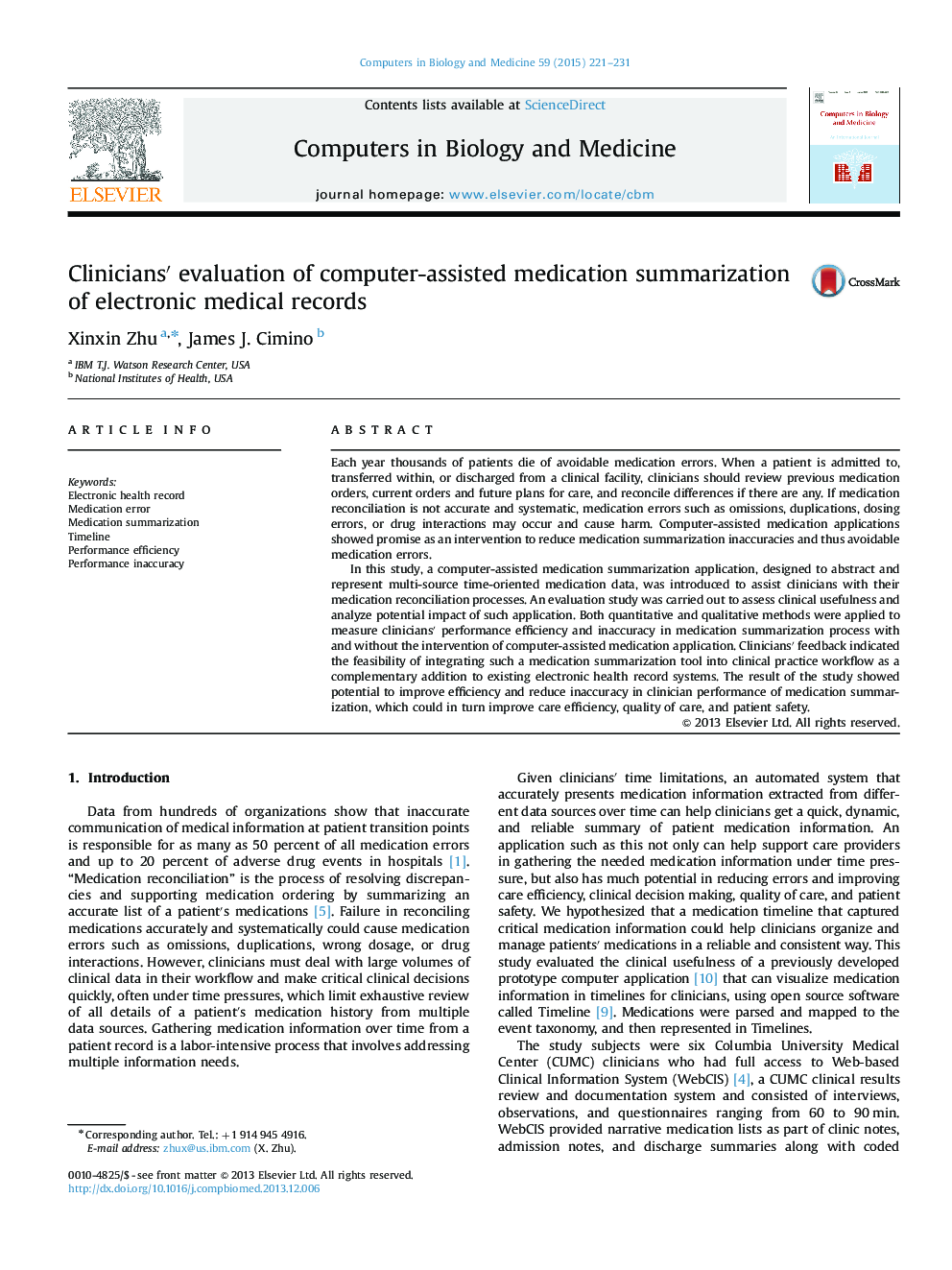 Clinicians′ evaluation of computer-assisted medication summarization of electronic medical records