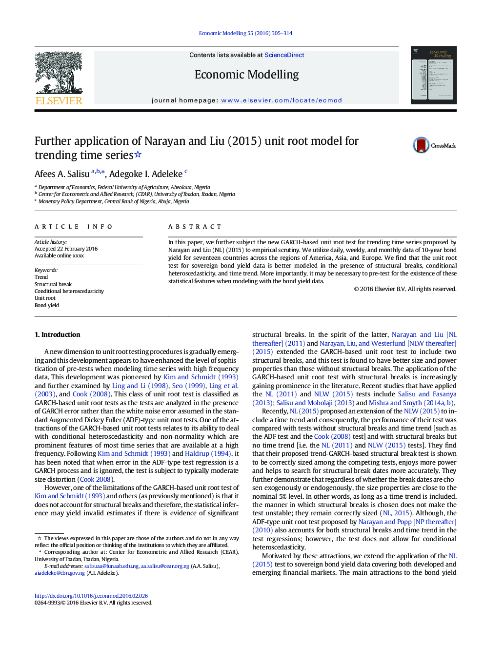 Further application of Narayan and Liu (2015) unit root model for trending time series