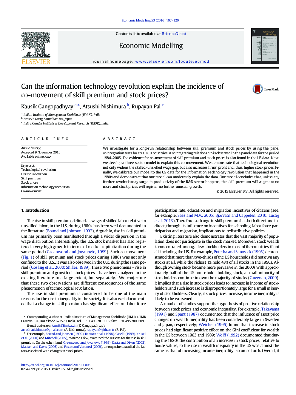 Can the information technology revolution explain the incidence of co-movement of skill premium and stock prices?