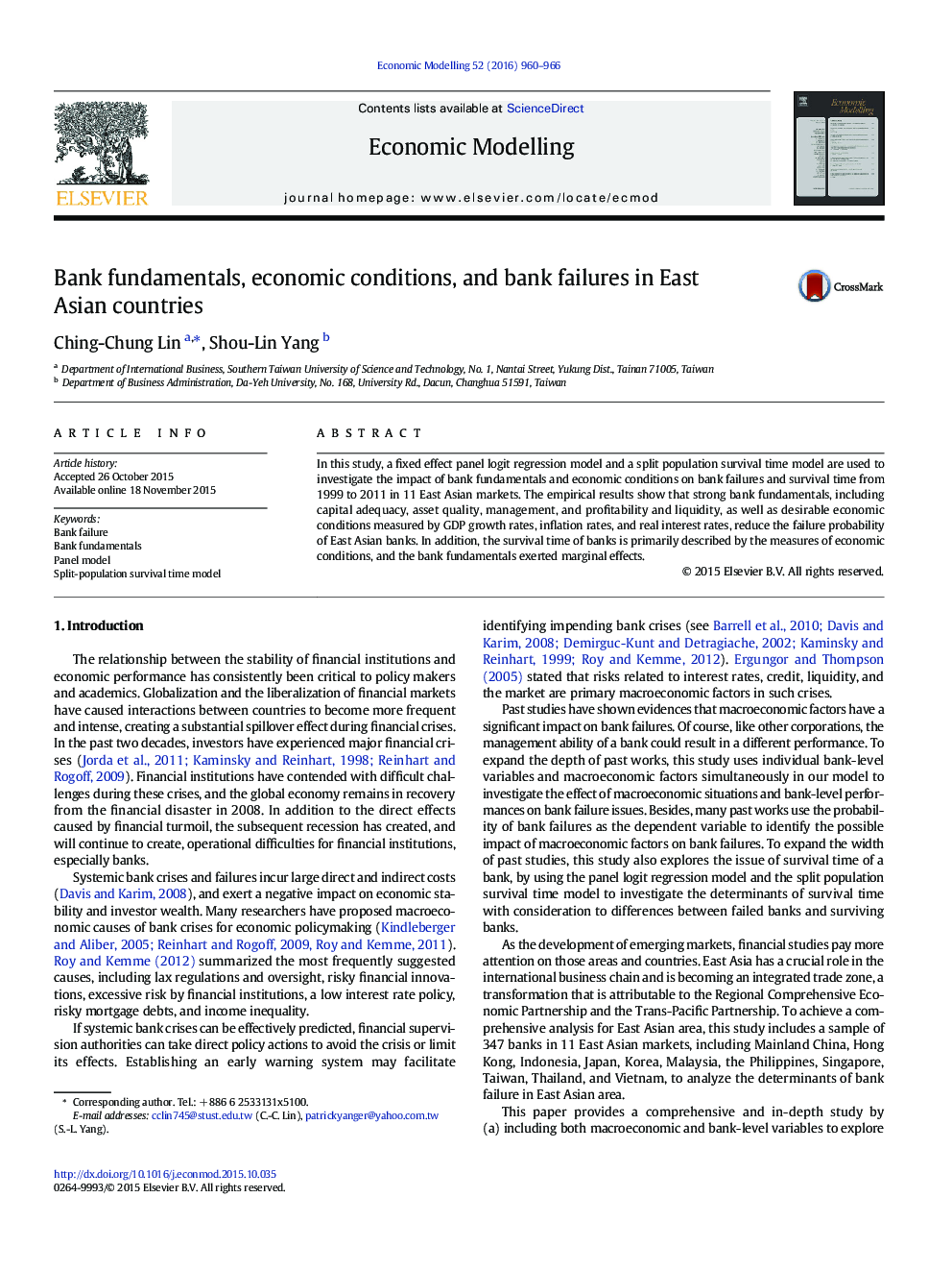 Bank fundamentals, economic conditions, and bank failures in East Asian countries