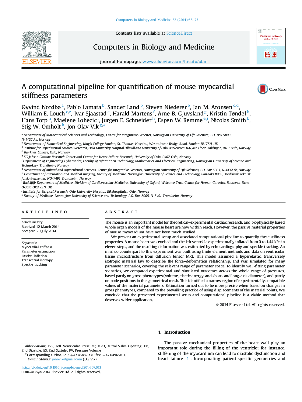 A computational pipeline for quantification of mouse myocardial stiffness parameters