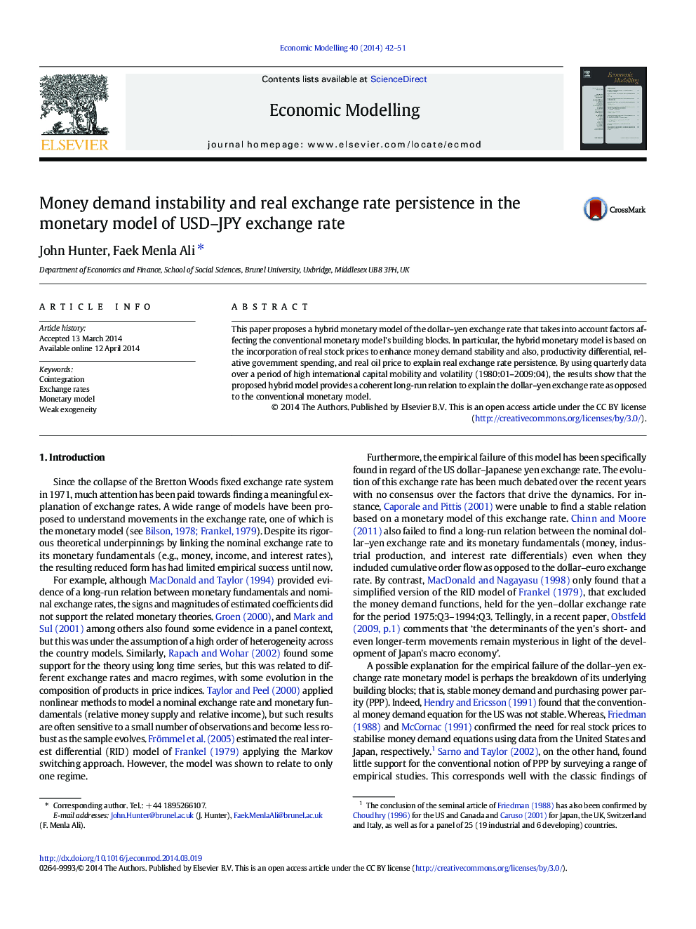 Money demand instability and real exchange rate persistence in the monetary model of USD-JPY exchange rate