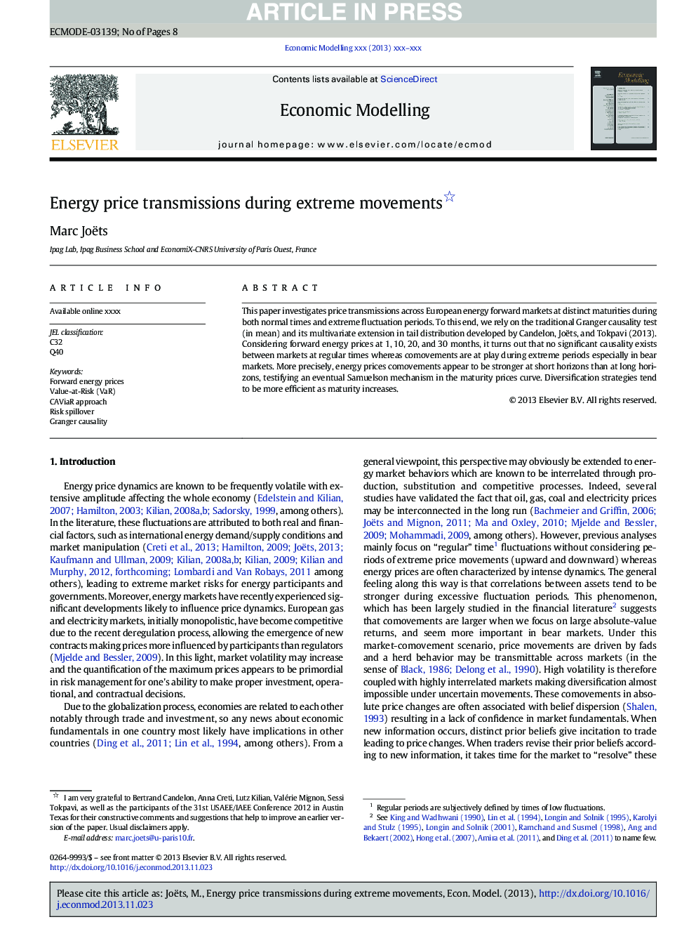 Energy price transmissions during extreme movements