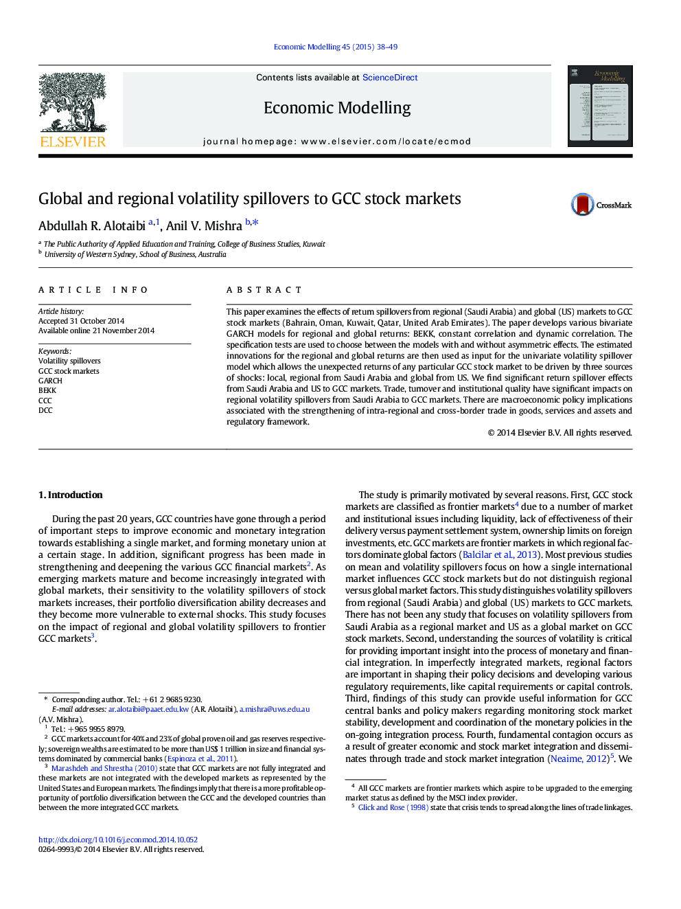 Global and regional volatility spillovers to GCC stock markets