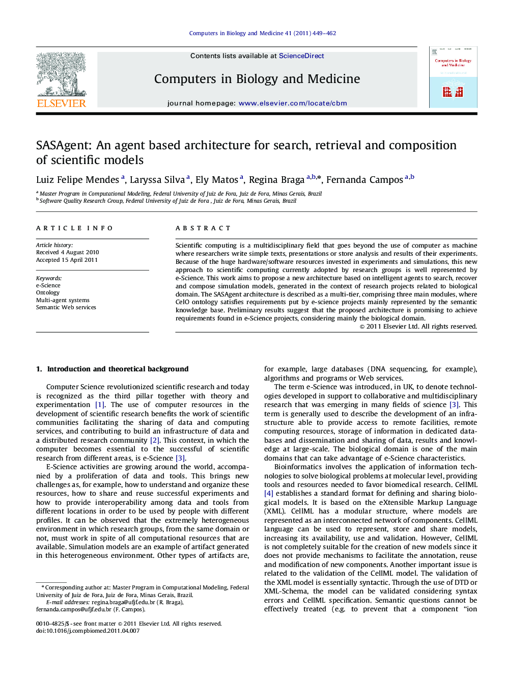 SASAgent: An agent based architecture for search, retrieval and composition of scientific models