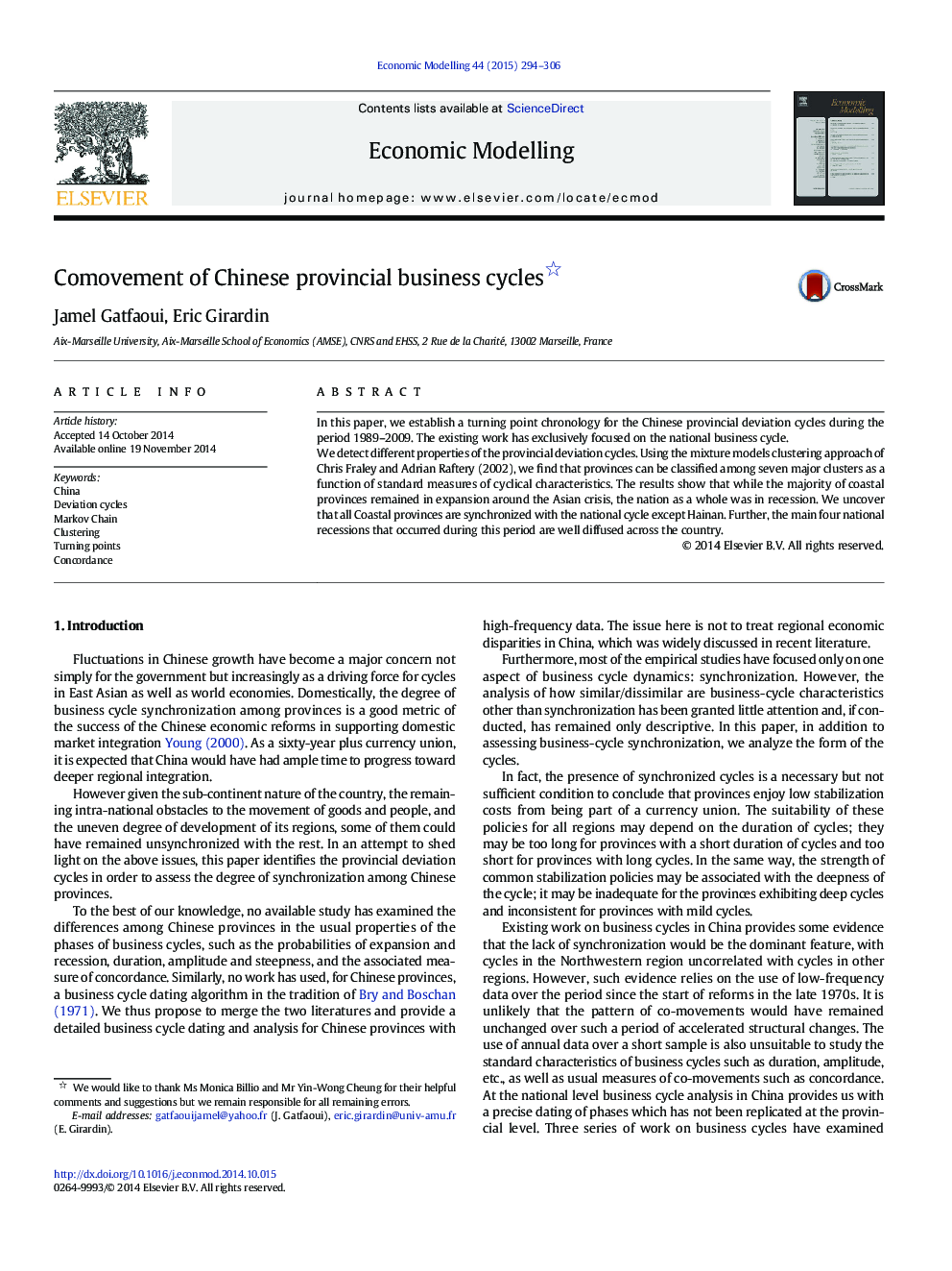 Comovement of Chinese provincial business cycles