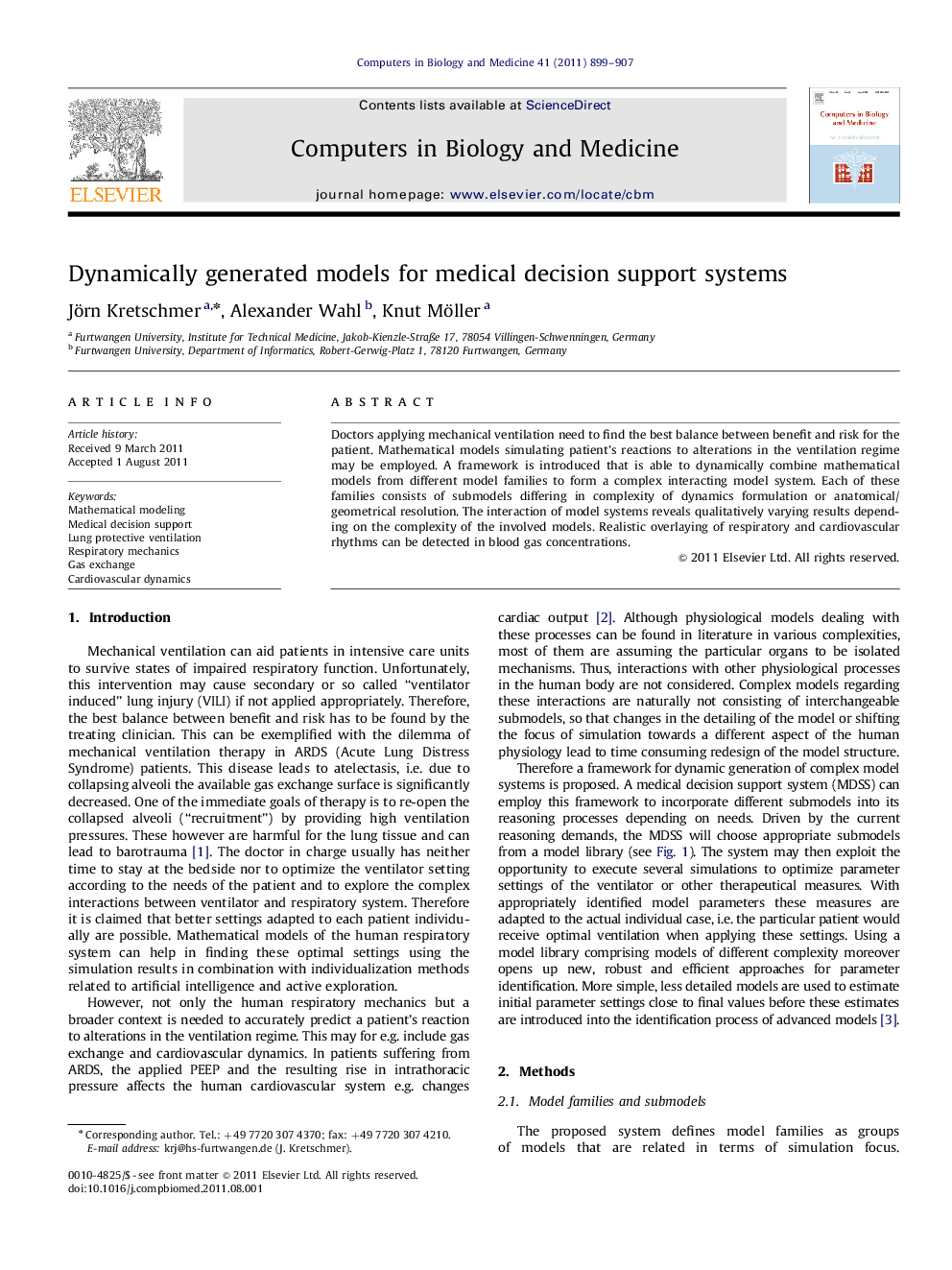 Dynamically generated models for medical decision support systems