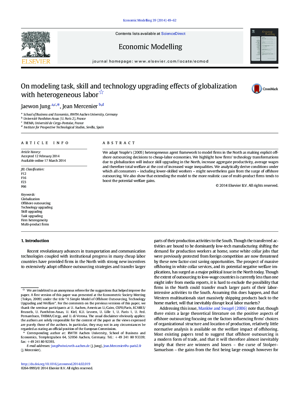 On modeling task, skill and technology upgrading effects of globalization with heterogeneous labor