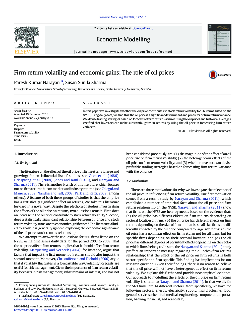 Firm return volatility and economic gains: The role of oil prices