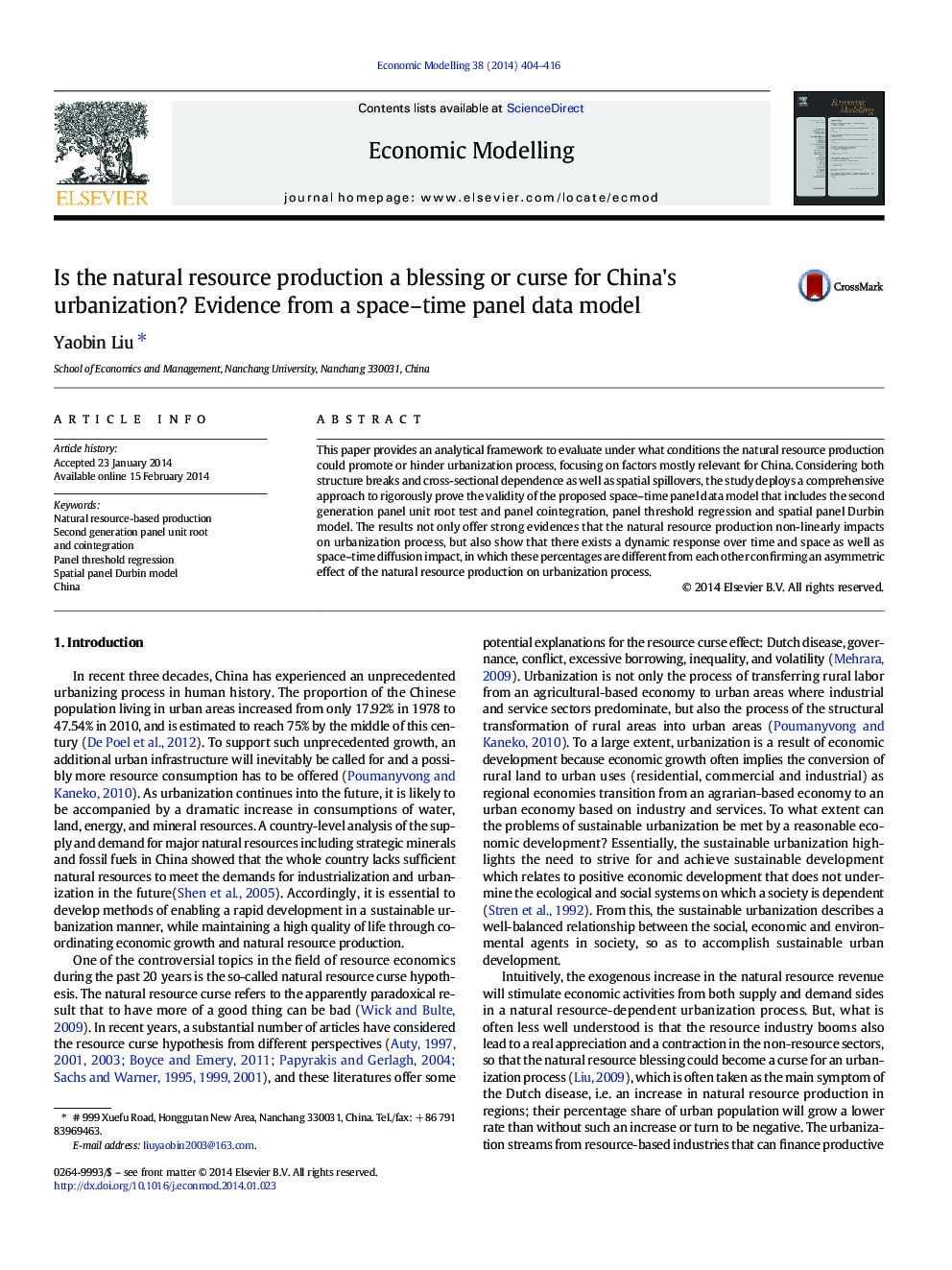 Is the natural resource production a blessing or curse for China's urbanization? Evidence from a space-time panel data model