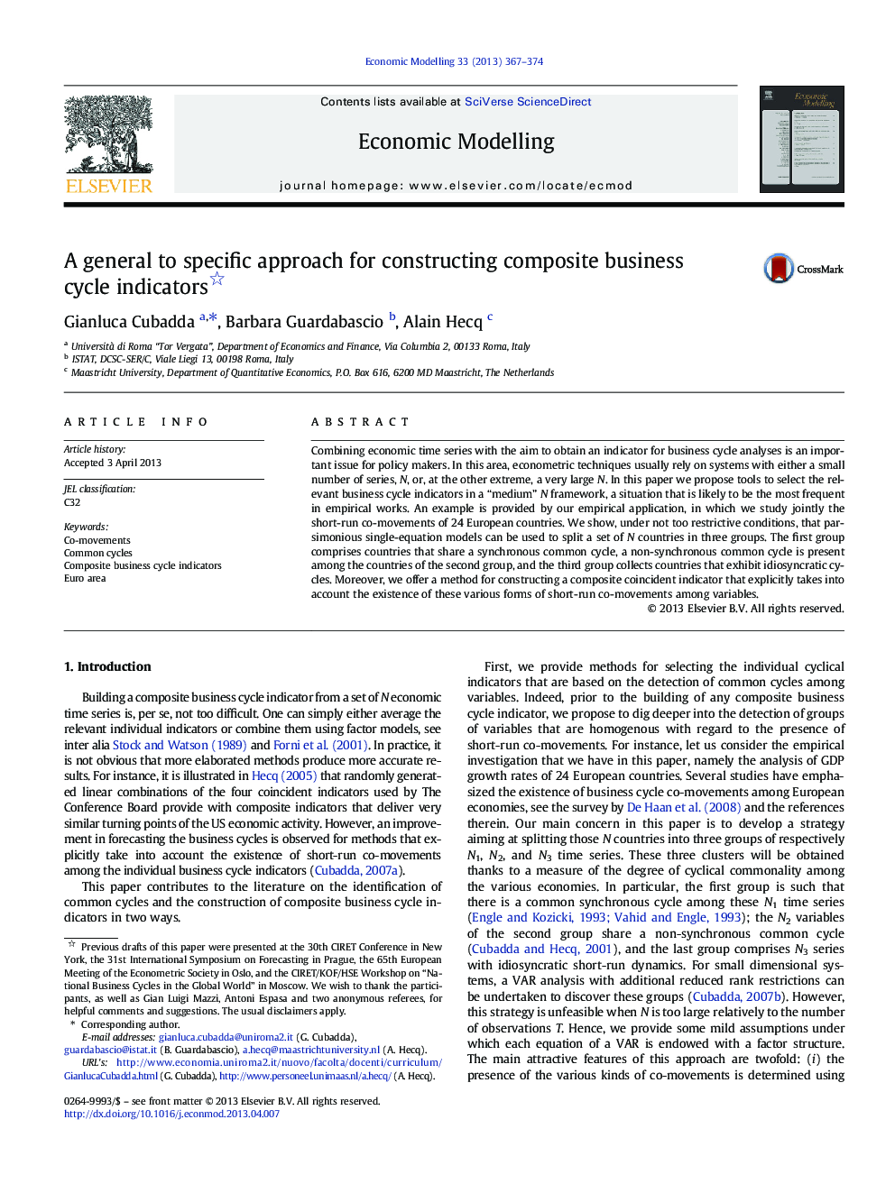 A general to specific approach for constructing composite business cycle indicators