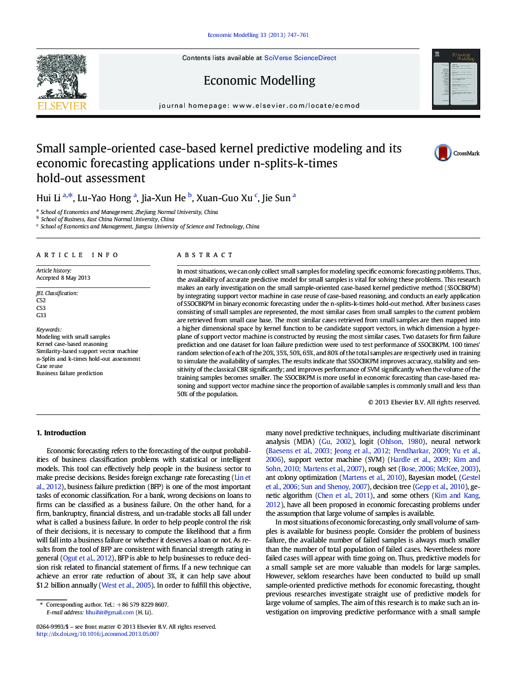 Small sample-oriented case-based kernel predictive modeling and its economic forecasting applications under n-splits-k-times hold-out assessment