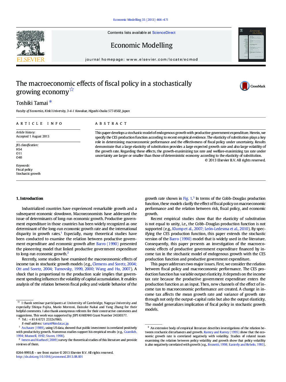 The macroeconomic effects of fiscal policy in a stochastically growing economy