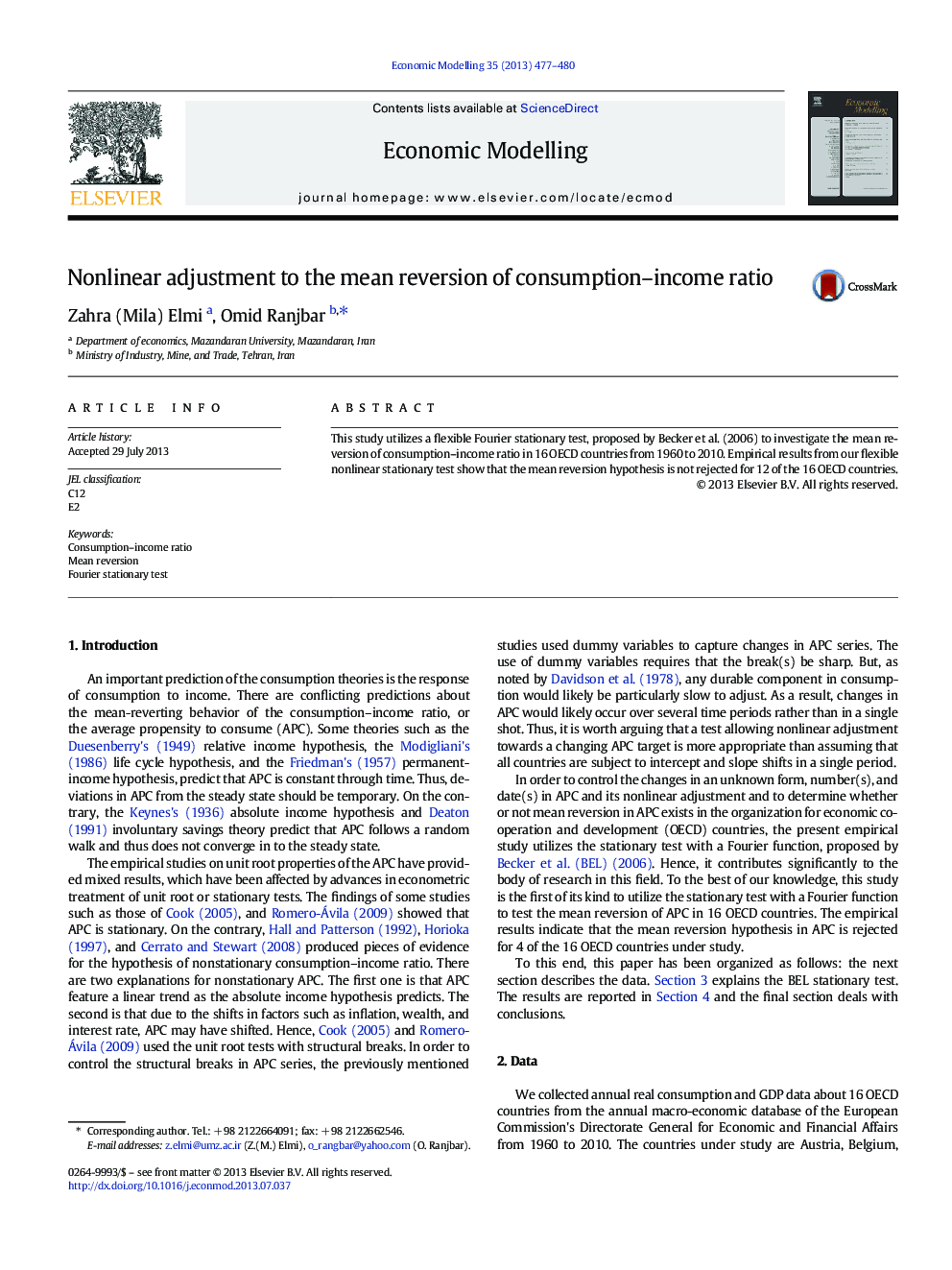 Nonlinear adjustment to the mean reversion of consumption-income ratio