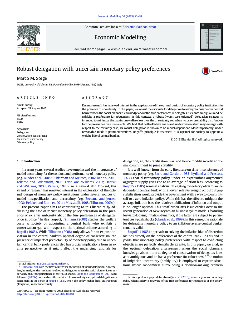 Robust delegation with uncertain monetary policy preferences