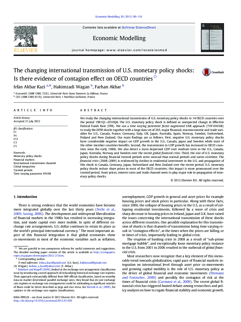 The changing international transmission of U.S. monetary policy shocks: Is there evidence of contagion effect on OECD countries