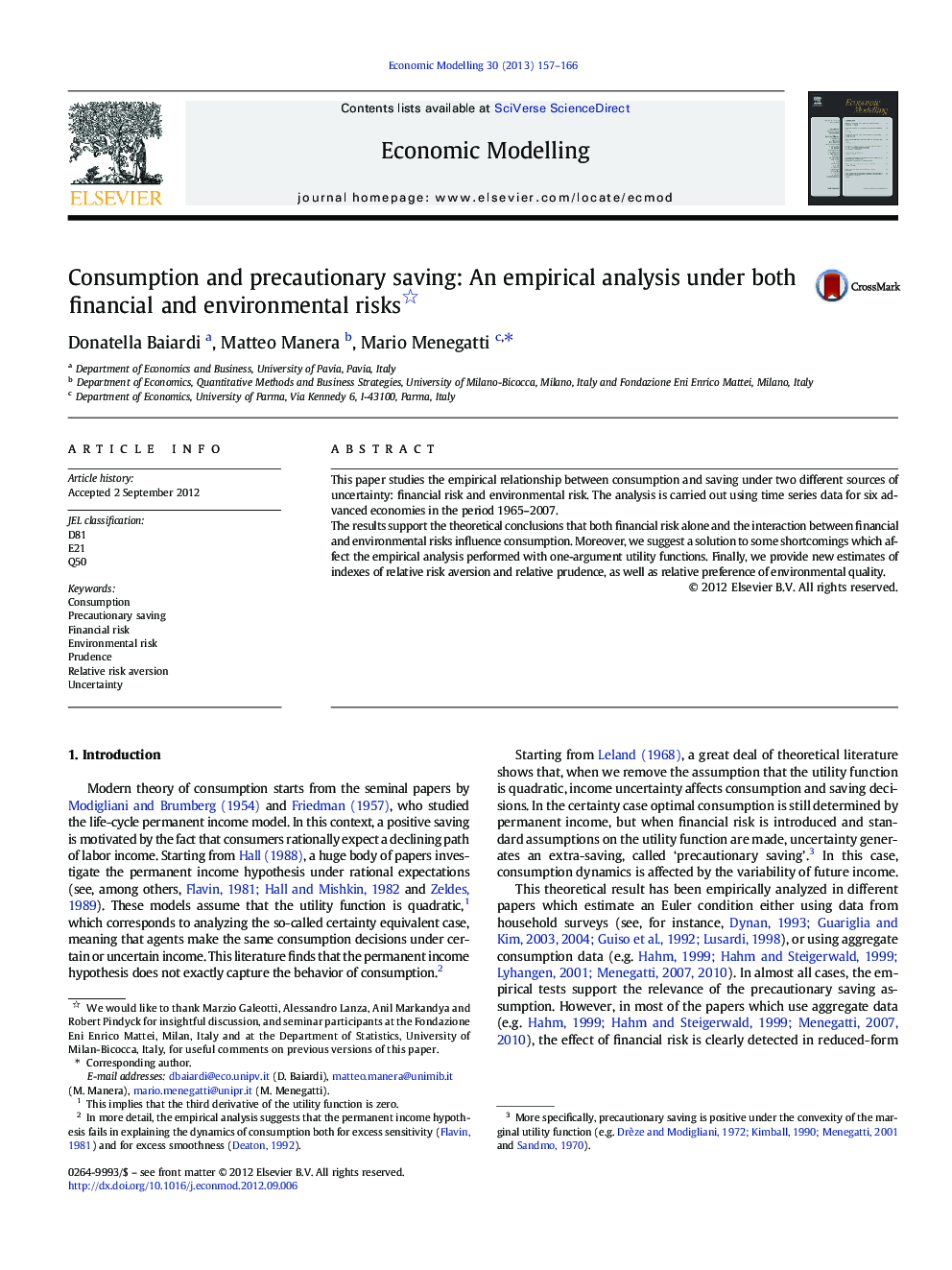 Consumption and precautionary saving: An empirical analysis under both financial and environmental risks