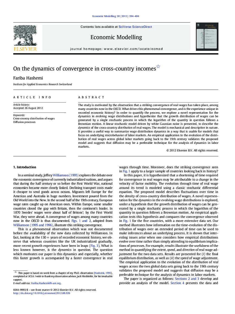 On the dynamics of convergence in cross-country incomes