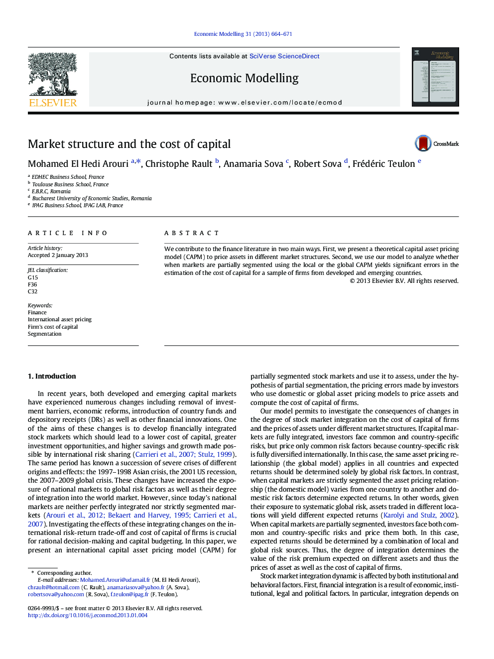 Market structure and the cost of capital