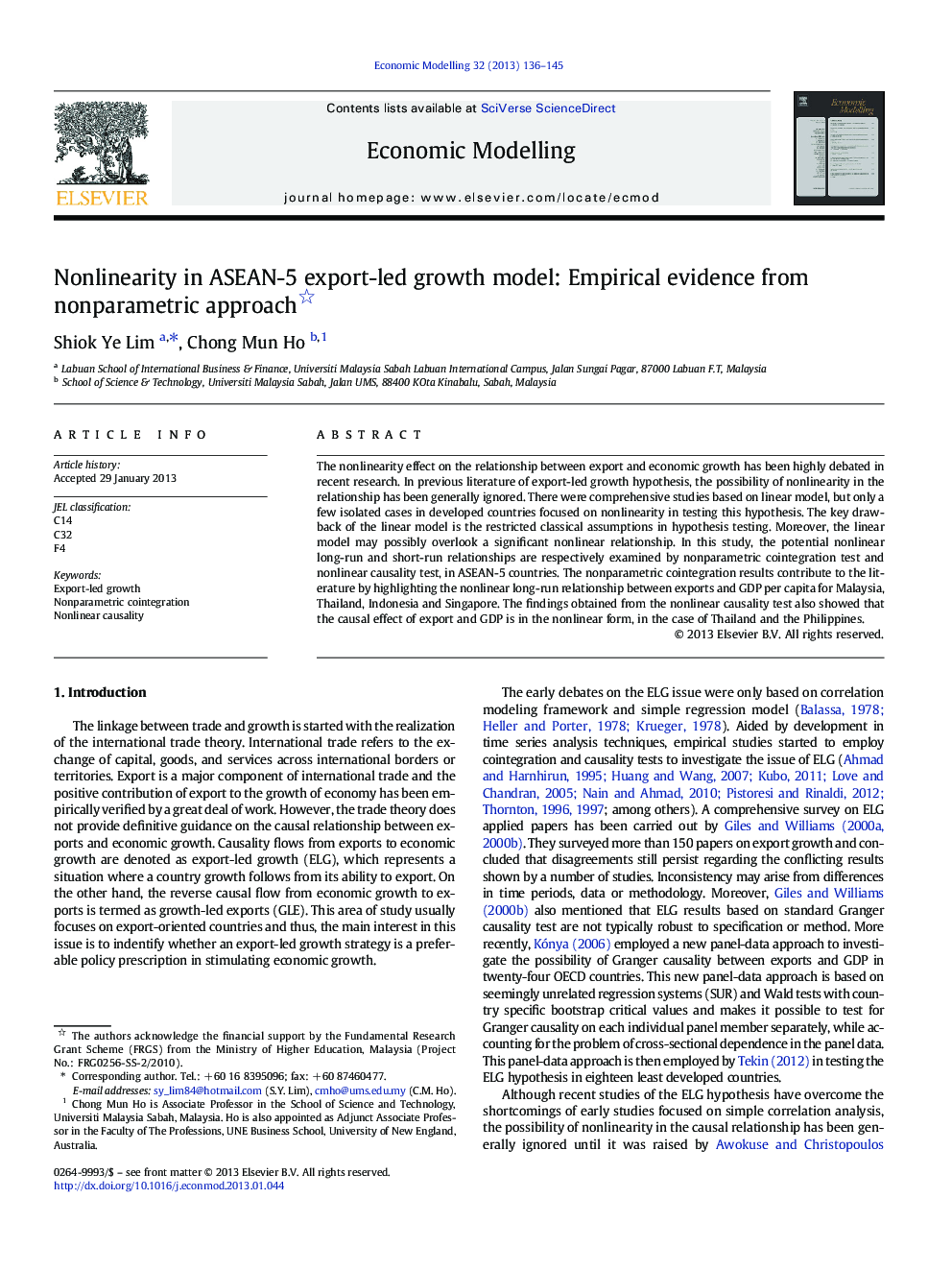 Nonlinearity in ASEAN-5 export-led growth model: Empirical evidence from nonparametric approach