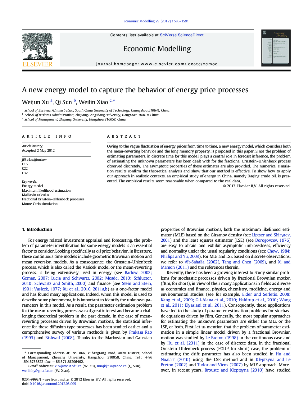 A new energy model to capture the behavior of energy price processes